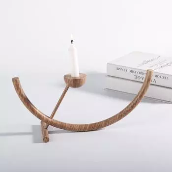 Креативный геометрический подсвечник, металлический полукруглый подсвечник, офис продаж, модель обеденного стола, имитация древесных зерен, орнаменты