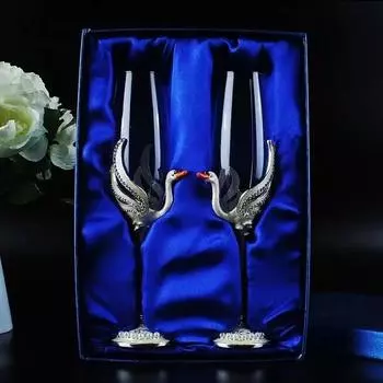 Креативный хрустальный бокал для шампанского Swan Enamel Red Wine Cup Роскошные стеклянные бокалы Оригинальные коктейльные бокалы Набор бокалов для напитков 230ml