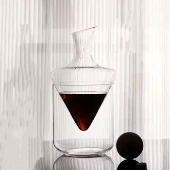 Креативный хрустальный стеклянный декантер для вина с наклонным носиком – графин для ледяного вина 1 set