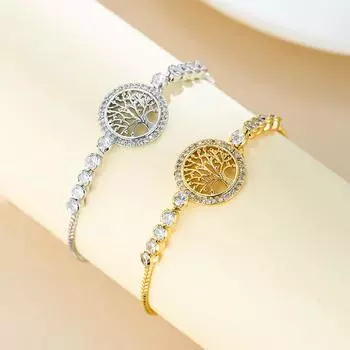Креативный инкрустированный циркон Браслет «Счастливое дерево» Браслет «Рождественская елка» Браслет «Счастливое дерево» Орнамент жёлтый