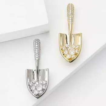 Креативный инструмент лопата из медного циркония брошь нишевый дизайн мужской и женский костюм пальто корсаж ювелирные изделия булавка