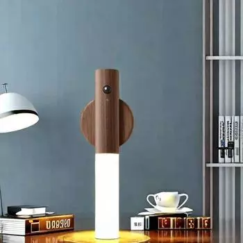 Креативный интеллектуальный автоматический датчик движения светодиодный перезаряжаемый магнитный ночник деревянный настенный светильник для кухонного шкафа лампа