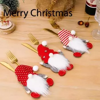 Креативный карманный нож-вилка Санта 2024 для новогоднего ужина, декоративная рождественская посуда, декоративная упаковка для рождественских столовых приборов, Счастливого Рождества