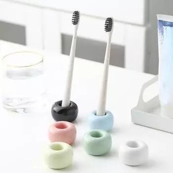 Креативный керамический держатель для зубных щеток для ванной комнаты, портативный мини-макарон, цветная подставка для кистей, полка, базовая рама, стеллаж для хранения инструментов для ванной комнаты розовый