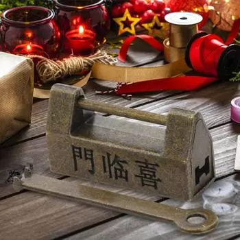 Креативный китайский старый замок, множество стилей, простой в использовании ностальгический китайский ретро латунный замок, деревянная коробка 1