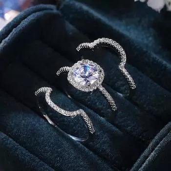 Креативный комплект из 3 шт., кольца для женщин, свадебные аксессуары для помолвки, аксессуары для пальцев, новые модные ювелирные изделия с блестящим камнем 10