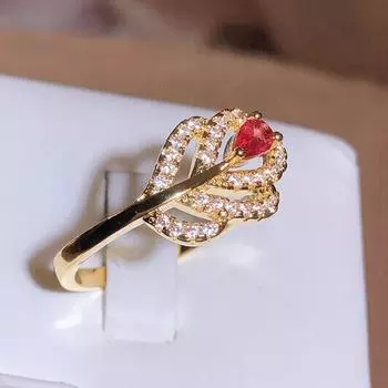 Креативный комплект колец с перьями золотого цвета и кольцом из красного циркона для женской моды, женские ювелирные изделия, вечерние кольца, ювелирные изделия, ювелирные изделия для коктейльной вечеринки, рождественский подарок 6 золотой