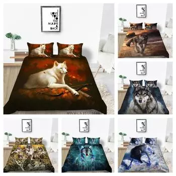 Креативный комплект постельного белья для мужчин и женщин, дышащий король, современный комплект пододеяльников с 3D принтом волка, украшение для спальни Single 135x200cm