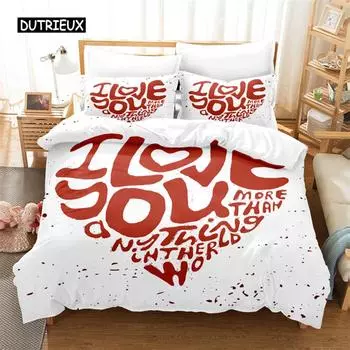 Креативный комплект постельного белья с надписью «Любовь», комплект пододеяльников, комплект постельного белья с 3D-печатью, комплект постельного белья размера «queen size», модный дизайн 150x200cm 3pcs