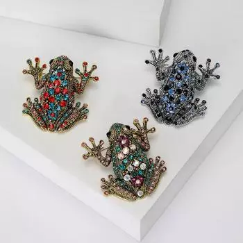 Креативный корсаж в виде животного в стиле ретро со стразами в виде лягушки, брошь высокого класса, модная одежда, аксессуары, булавка
