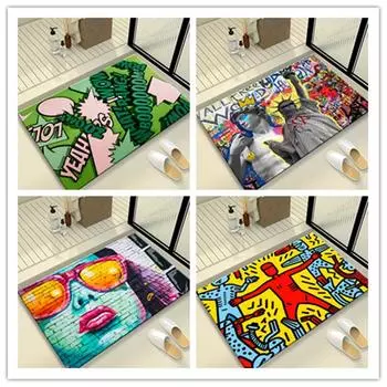 Креативный коврик для двери ванной комнаты с граффити, суперабсорбирующий ковер, нескользящие коврики для ног, декор для ванной комнаты, моющиеся коврики для туалета 40x60cm -Diatom Mud