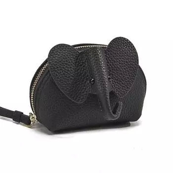 Креативный кожаный кошелек для монет на молнии в виде слона — милый и компактный