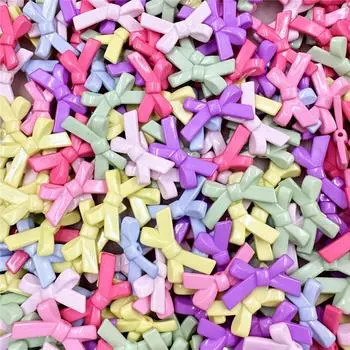 Креативный красочный однотонный бант 20,4*34,2 мм DIY Ювелирные аксессуары Модные акриловые свободные бусины 50 шт. Подвески для изготовления браслетов и ожерелий жёлтый