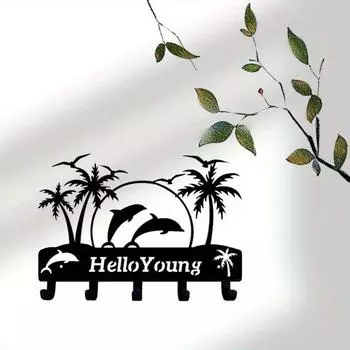 Креативный крючок для кокосовой пальмы на пляже: Прочный настенный декор, идеально подходящий для домашнего декора и вешалки для одежды чёрный