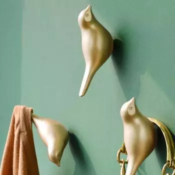 Креативный крючок для украшения птицы, настенная вешалка для двери спальни, 3D одинарный крючок, крючок для пальто, простое настенное украшение жёлтый