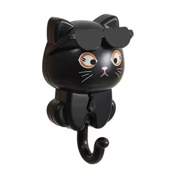 Креативный крючок в виде мультяшного кота, милый держатель для ключей в виде кота, самоклеящиеся крючки для пальто (белый)