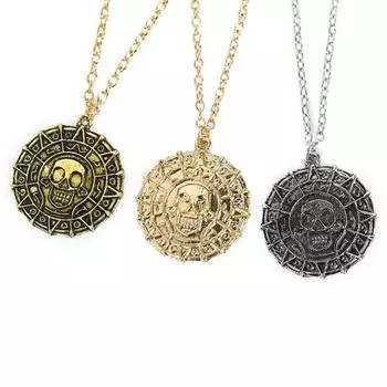 Креативный круглый кулон в виде пирата Карибского моря, ювелирное изделие, подарок, ожерелье для мужчин, уличный череп