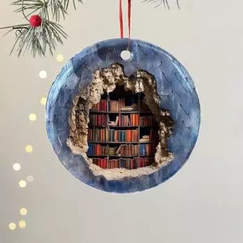 Креативный кулон, изысканное мастерство, 3D дизайн книжной полки, подвесной орнамент для праздничного украшения дома