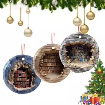 Креативный кулон, изысканное мастерство, 3D дизайн книжной полки, подвесной орнамент для праздничного украшения дома B