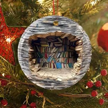 Креативный кулон, изысканное мастерство, 3D дизайн книжной полки, подвесной орнамент для праздничного украшения дома C