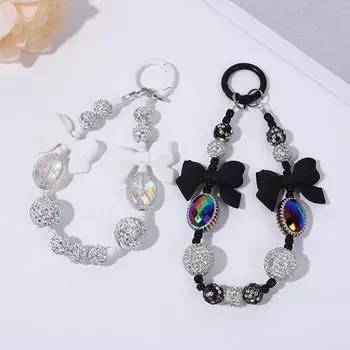 Креативный кулон, украшение, брелок, ретро, маленький, ароматный, ветряной, бант, жемчуг, анти-потеря, цепочка, сумка, автомобильные аксессуары, подарок чёрный