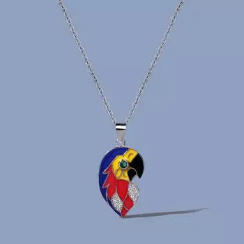 Креативный кулон в виде животного с попугаем, эмаль ручной работы для женщин для ожерелья, цвет эмали, глазури, женские украшения, цепочка для свитера, женские ювелирные изделия 45cm