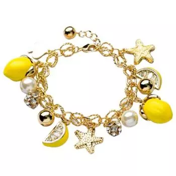 Креативный летний пляжный женский браслет из искусственного жемчуга, морская звезда, лимонный браслет