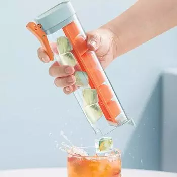 Креативный лоток для кубиков льда, легко извлекаемый из формы ледогенератор с ручкой, пресс для одной руки, форма для кубиков льда, коробка для льда для виски, коктейлей, напитков оранжевый