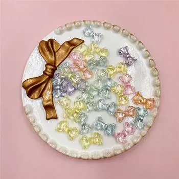 Креативный материал, 30 шт., AB, цепочка для мобильного телефона, декоративные бусины 8,7*14,7 мм, маленький бантик, прозрачные ювелирные аксессуары «сделай сам», блестящие нежные разноцветный