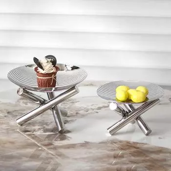 Креативный металлический кронштейн с тремя зубцами, высокая тарелка для фруктов, фруктовая ваза, модель украшения для комнаты, обеденный стол, поднос, тарелка для хранения, украшения