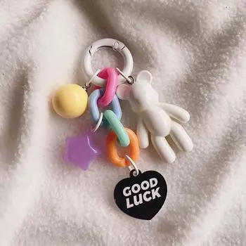 Креативный милый брелок в виде медведя, красочный медведь, украшение для сумки, аксессуары для женщин и девочек, защитный чехол для наушников, подвеска