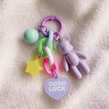 Креативный милый брелок в виде медведя, красочный медведь, украшение для сумки, аксессуары для женщин и девочек, защитный чехол для наушников, подвеска