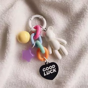 Креативный милый брелок в виде медведя, красочный медведь, украшение для сумки, аксессуары для женщин и девочек, защитный чехол для наушников, подвеска