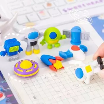 Креативный милый мультфильм астронавт инопланетянин космический корабль спутниковый ластик школьные канцелярские принадлежности школьные принадлежности детский подарок офисные аксессуары