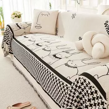 Креативный милый мультяшный кролик, диванное полотенце, синельный чехол для дивана с защитой от царапин, универсальный универсальный чехол, тканевый чехол для дивана 180*130cm