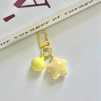 Креативный милый желтый, розовый брелок со звездами, кулон, брелок для девочек, рюкзак, очаровательный чехол для наушников, аксессуары, подарки жёлтый