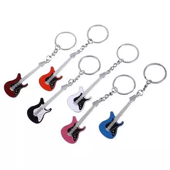 Креативный мини-брелок, металлический брелок для электрогитары, брелок в подарок оранжевый