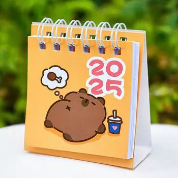 Креативный мини мультяшный настольный календарь Милый портативный календарь-календарик с капибарой Настольное маленькое украшение Офисные школьные принадлежности Подарки