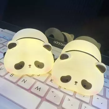 Креативный мини-панда, маленький ночник для гостиной, милая панда, силиконовая лампа, прикроватный декор, детский ночник, подарок на день рождения