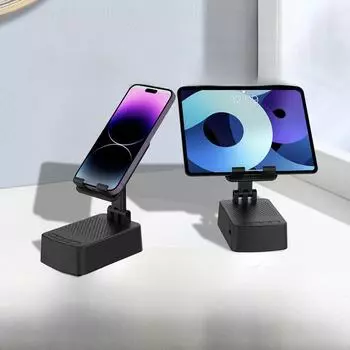 Креативный многофункциональный Bluetooth-динамик и подставка для телефона — портативный, выдвижной настольный аксессуар для дома 3 in 1 чёрный