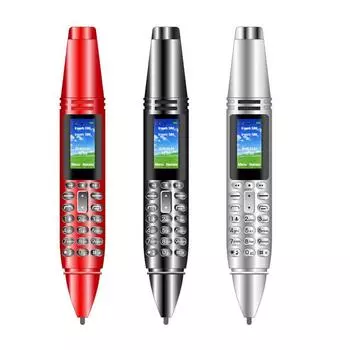 Креативный мобильный телефон-ручка с двумя картами, мини-ручка с Bluetooth, многофункциональный портативный мобильный телефон серебряный