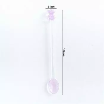 Креативный молочный десерт в японском стиле ложка мишка красочная прозрачная стеклянная ложка милая ложка для перемешивания кофе с длинной ручкой розовый