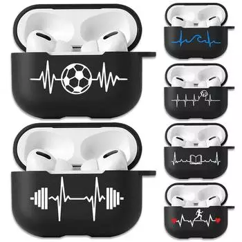 Креативный мягкий черный силиконовый чехол Heartbeat Line Wave для Apple Airpods Pro 3 2 1 Bluetooth, беспроводные наушники, чехлы для Airpod