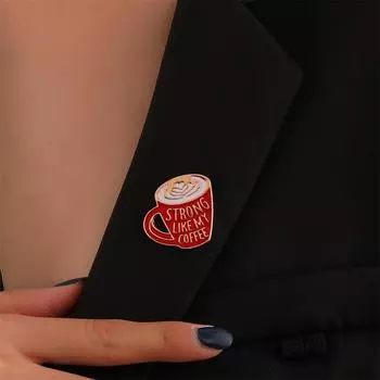 Креативный мультфильм брошь в виде кофейной чашки, сплав, запеченная краска, геометрический значок 1 pcs