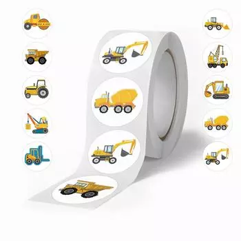 Креативный мультфильм Инженерная техника Наклейка Рулон для DIY: Экскаватор, канцелярские принадлежности, компьютер и декор стакана для воды Excavator, 500 pieces