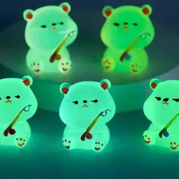 Креативный мультфильм Рыболовный медведь светящаяся игрушка микро ландшафтный орнамент милый светящийся в темноте автомобиль домашний настольный декор аксессуар подарок белый