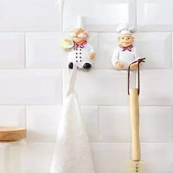 креативный мультфильм шеф-повар шнур питания розетка Многофункциональный крючок вешалка органайзер настенный крючок смола кухонный крючок гаджеты