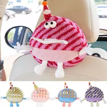 Креативный мультяшный автомобильный мешок для салфеток, плюшевый милый бумажный органайзер, премиум-автомобильный держатель для салфеток для ежедневного использования фиолетовый