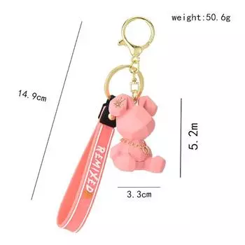 Креативный мультяшный брелок для ключей в виде девочки-кролика из смолы, милый трендовый брелок для ключей на сумку розовый