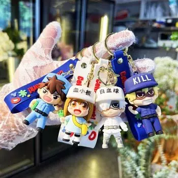 Креативный мультяшный брелок с рабочей клеткой, милый брелок для ключей с эритроцитами и тромбоцитами, сумка, подвеска, оптовая продажа, периферийная подарочная игрушка, забавная